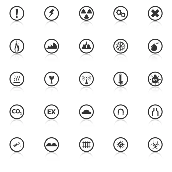 Warning sign icons with reflect on white background — Stock Vector