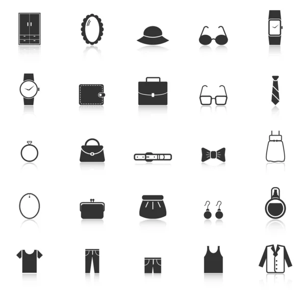Iconos de vestir con reflexionar sobre el fondo blanco — Vector de stock