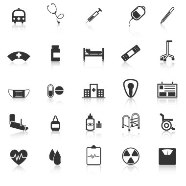 beyaz zemin üzerine hastane simgeleri ile yansıtmak