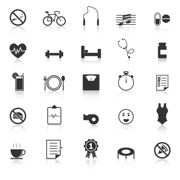 Beyaz arka plan üzerinde sağlık simgeleri ile yansıtmak