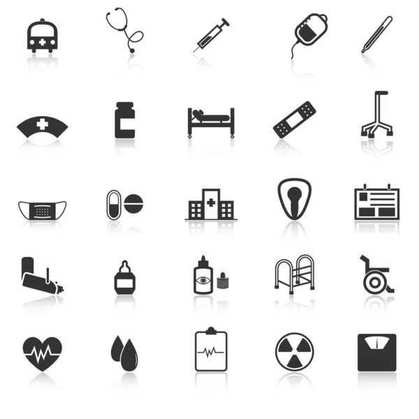 beyaz zemin üzerine hastane simgeleri ile yansıtmak