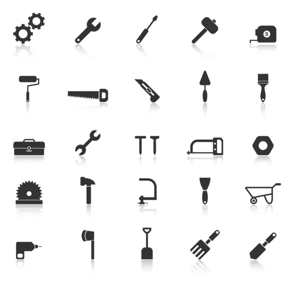 Tool icons with reflect on white background — Stock Vector