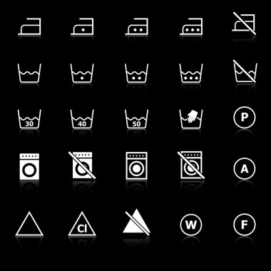 Çamaşırhane simgeleri ile siyah arka plan üzerine yansıtmak