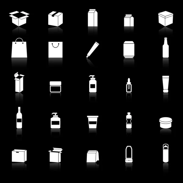 Піктограми упаковки з відображенням на чорному тлі — стоковий вектор