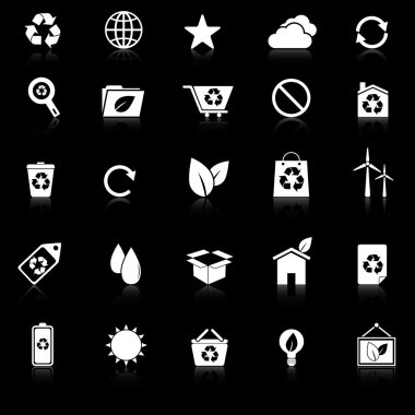 Ekoloji simgeleri ile siyah arka plan üzerine yansıtmak