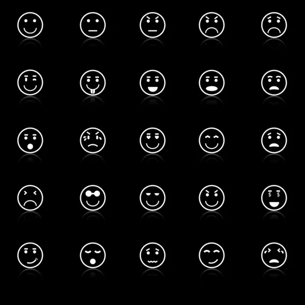 Cerchio icone faccia con riflettere su sfondo nero — Vettoriale Stock