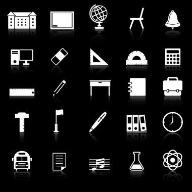 siyah arka plan üzerine okul simgeleri ile yansıtmak