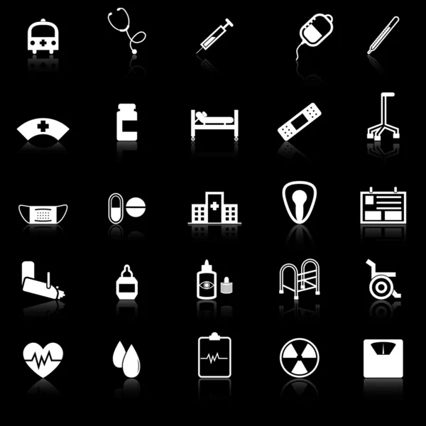 Иконы больниц с черным фоном — стоковый вектор