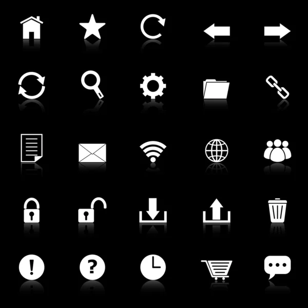 Tool bar icons with reflect on black background — Stock Vector