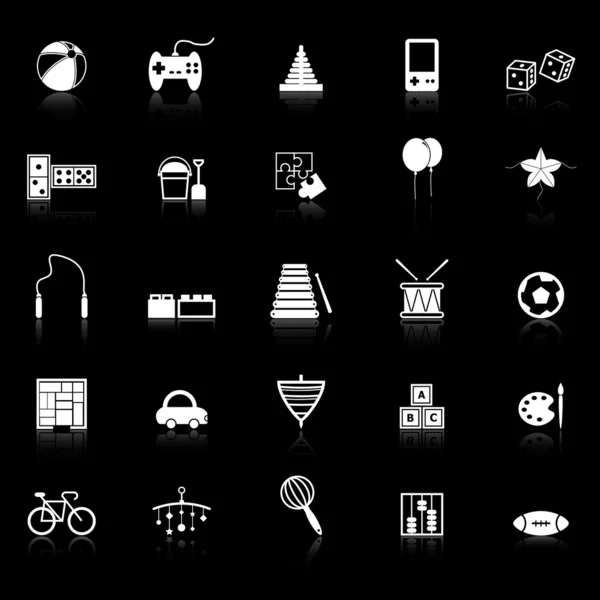 Toy icons with reflect on black background — Stock Vector