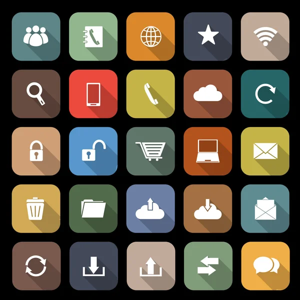 長い影と通信フラット アイコン — ストックベクタ