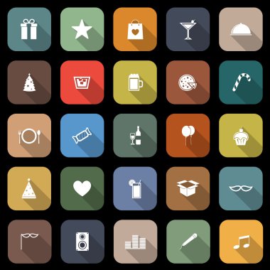 parti uzun gölge ile düz simgeler