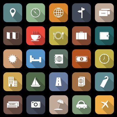 uzun gölge ile seyahat düz simgeler