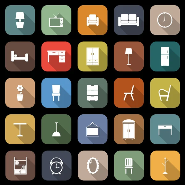 uzun gölge ile mobilya düz simgeler