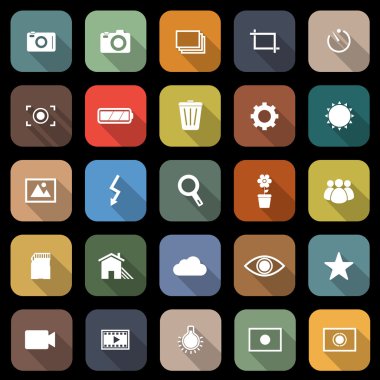 ícones plana de fotografia com sombra longa