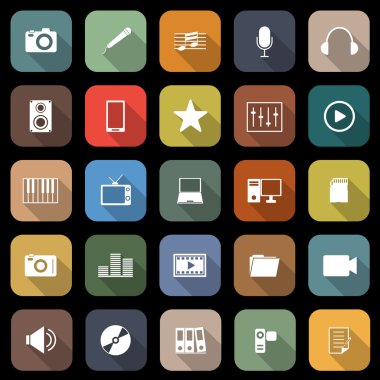 uzun gölge ile medya düz simgeler