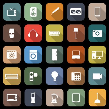 Elektrik makinesi uzun gölge ile düz simgeler