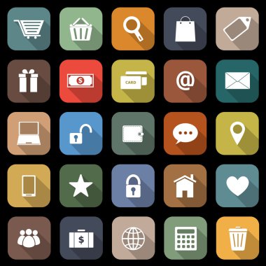 e-ticaret ile uzun gölge düz simgeler