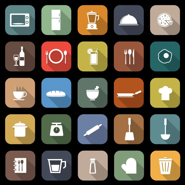 uzun gölge ile mutfak düz simgeler