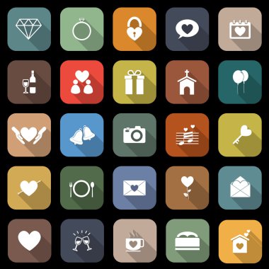 uzun gölge ile düğün düz simgeler