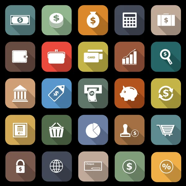 uzun gölge ile para düz simgeler