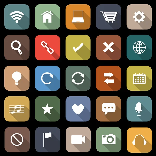 Web iconos planos con sombra larga — Archivo Imágenes Vectoriales