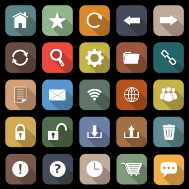 araç çubuğu ile uzun gölge düz simgeler