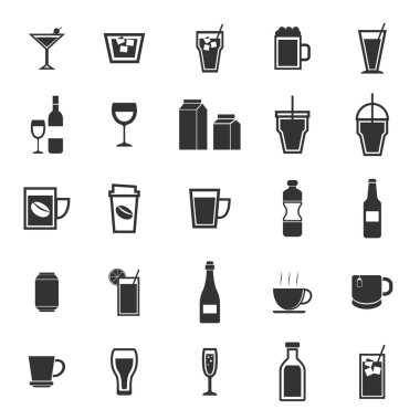 Drink icons on white background clipart