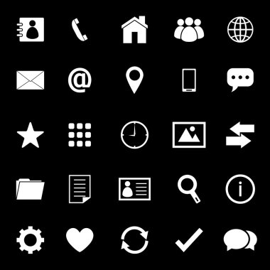 Contact icons on black background clipart