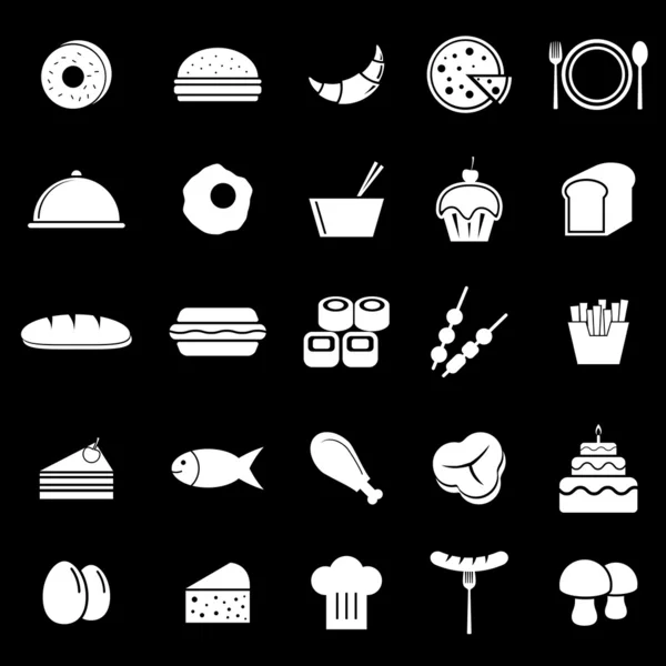 Food icons on black background — Stock Vector