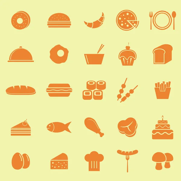 Iconos de color de los alimentos sobre fondo amarillo — Archivo Imágenes Vectoriales