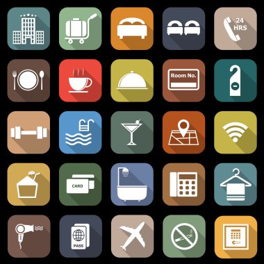 otel uzun gölge ile düz simgeler