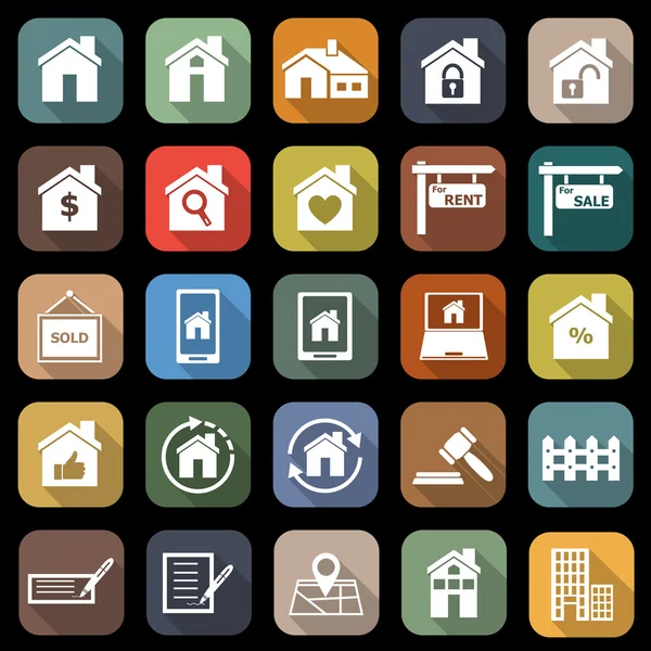 uzun gölge ile düz simgeler Emlak