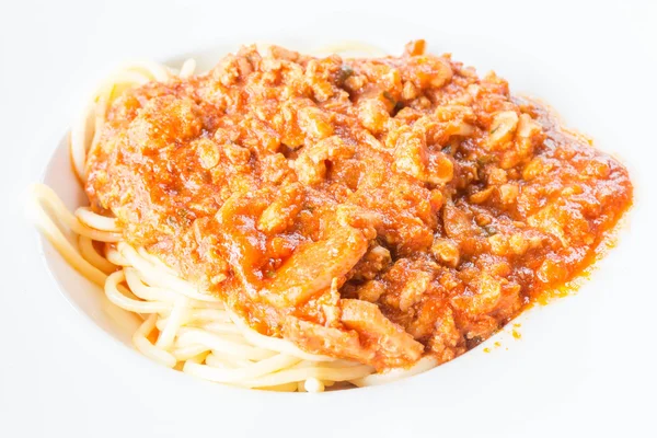 Chiudi la salsa di pomodoro spaghetti — Foto Stock