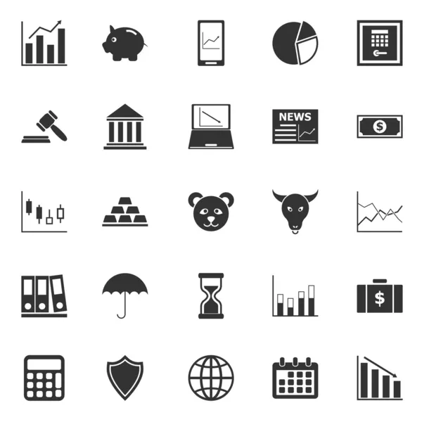 Iconos bursátiles sobre fondo blanco — Vector de stock