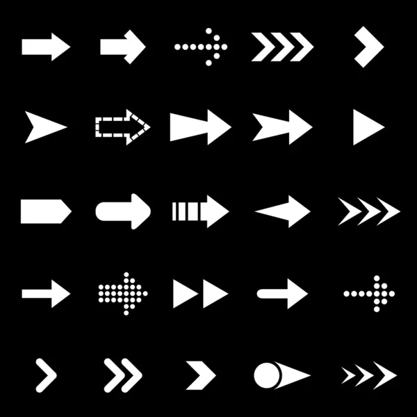 Pijlpictogrammen op zwarte achtergrond — Stockvector