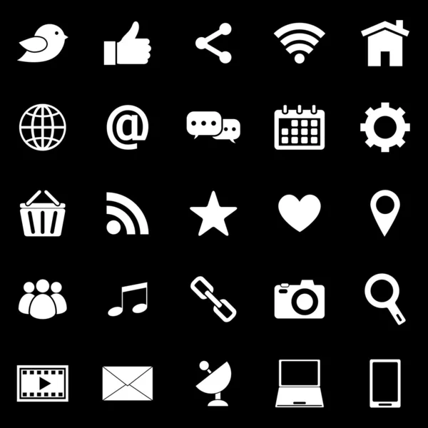 Social media icons on black background — Stock Vector