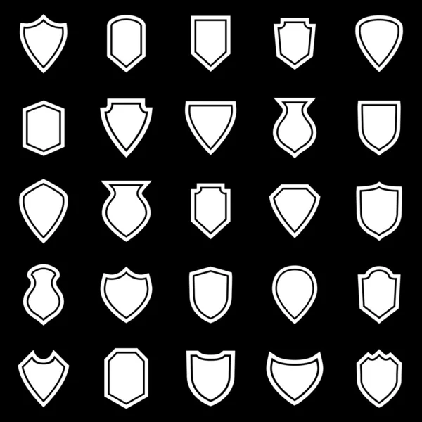 Iconos de escudo sobre fondo negro — Vector de stock