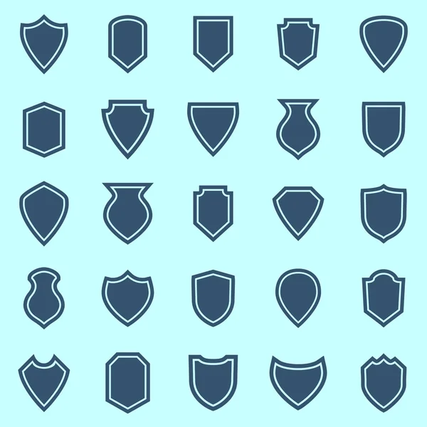 Escudo iconos de color sobre fondo azul — Vector de stock