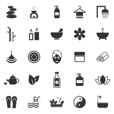 Beyaz arka plan üzerinde Spa simgeler