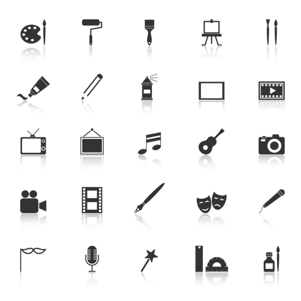 Art icons with reflect on white background — Stock Vector