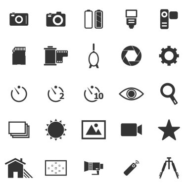 Camera icons on white background clipart