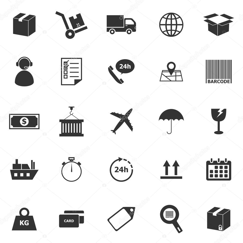 Logistics icons on white background