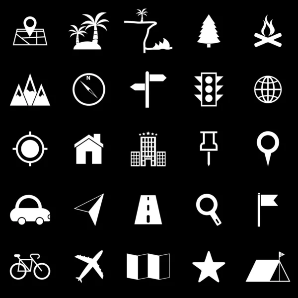 Location icons on black background — Stock Vector