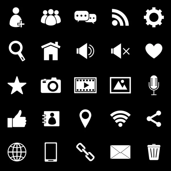 Iconos de chat sobre fondo negro — Vector de stock