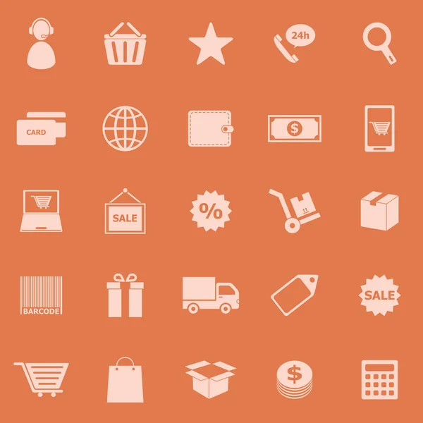 E-Commerce Farbsymbole auf orangefarbenem Hintergrund — Stockvektor