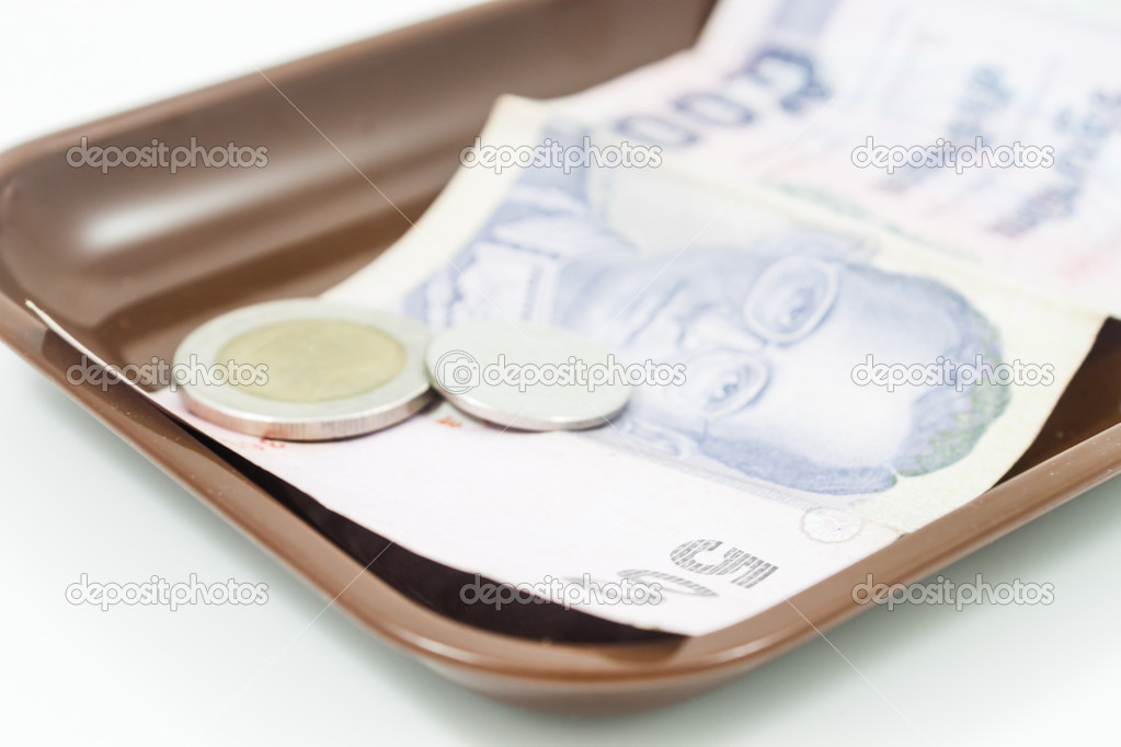 Thai banknotes isolated on white background
