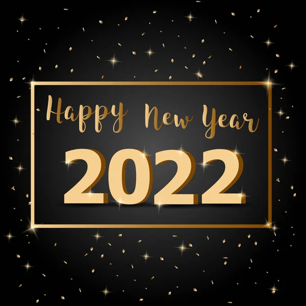 金色新年快乐2022与黑暗背景 股票矢量 — 图库矢量图片