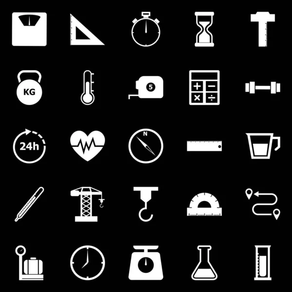 Iconos Medición Sobre Fondo Negro Vector Stock — Archivo Imágenes Vectoriales