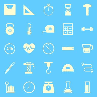Measuring color icons on blue background, stock vector